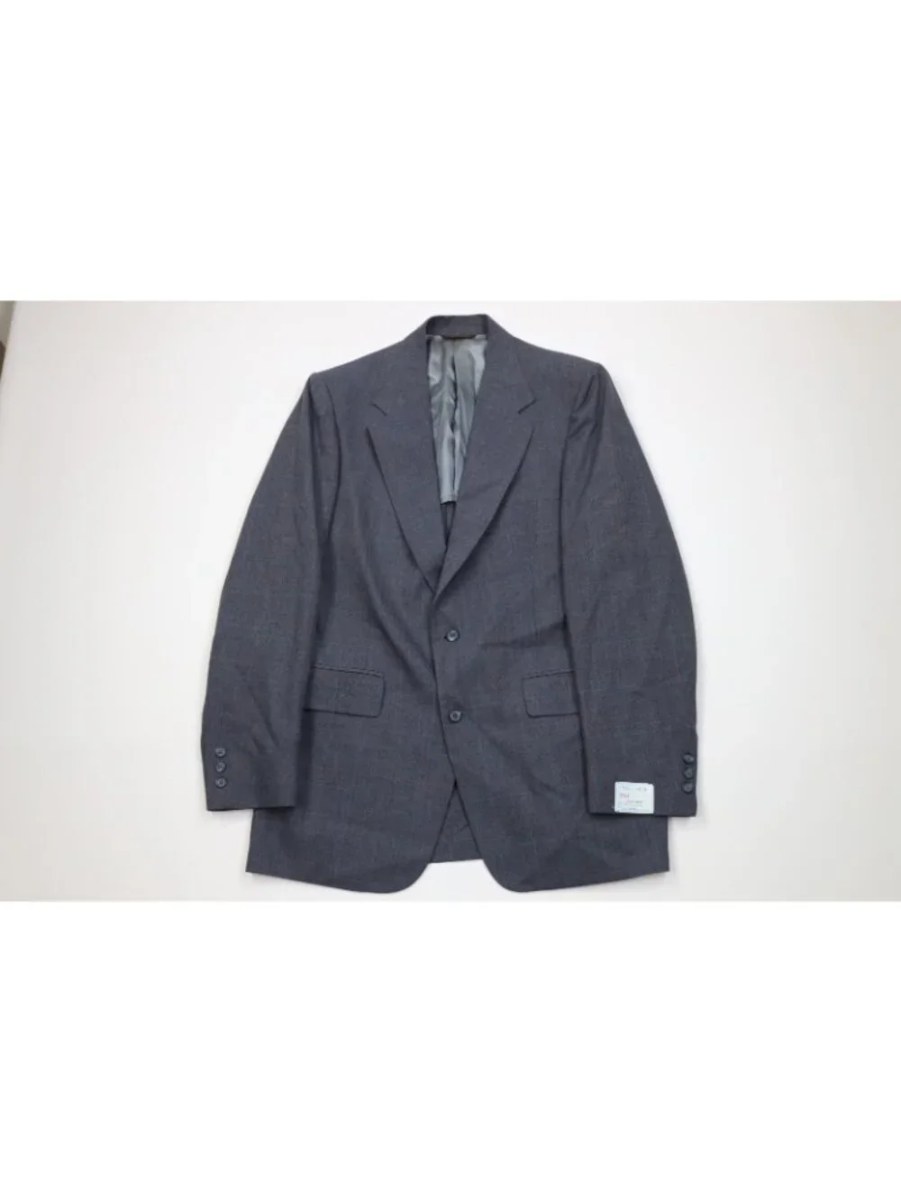 Deadstock Vintage 70s Mens 41R 2 Piece Wool Suit Blue Plaid Wide Leg 35x32 USA